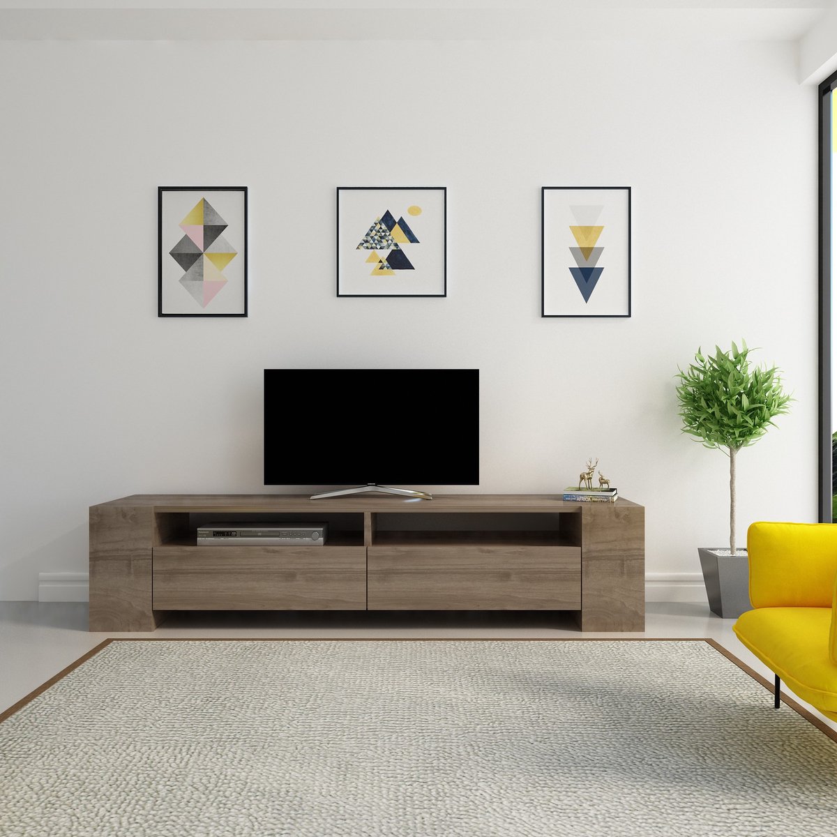 Asir TV Kast - Televisiemeubel - Okkernoot - 155 x 35 x 35 cm