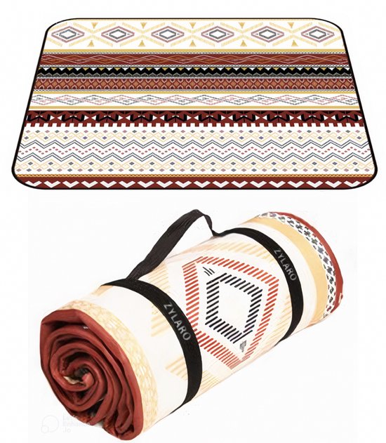 ZYLARO picknickdeken, 200x200cm, XXL, picknickdeken waterdicht wasbaar, draagbare stranddeken zandvrij, voor camping, park, tuin, strand, picknick, wandelen, barbecue, boho-patroon