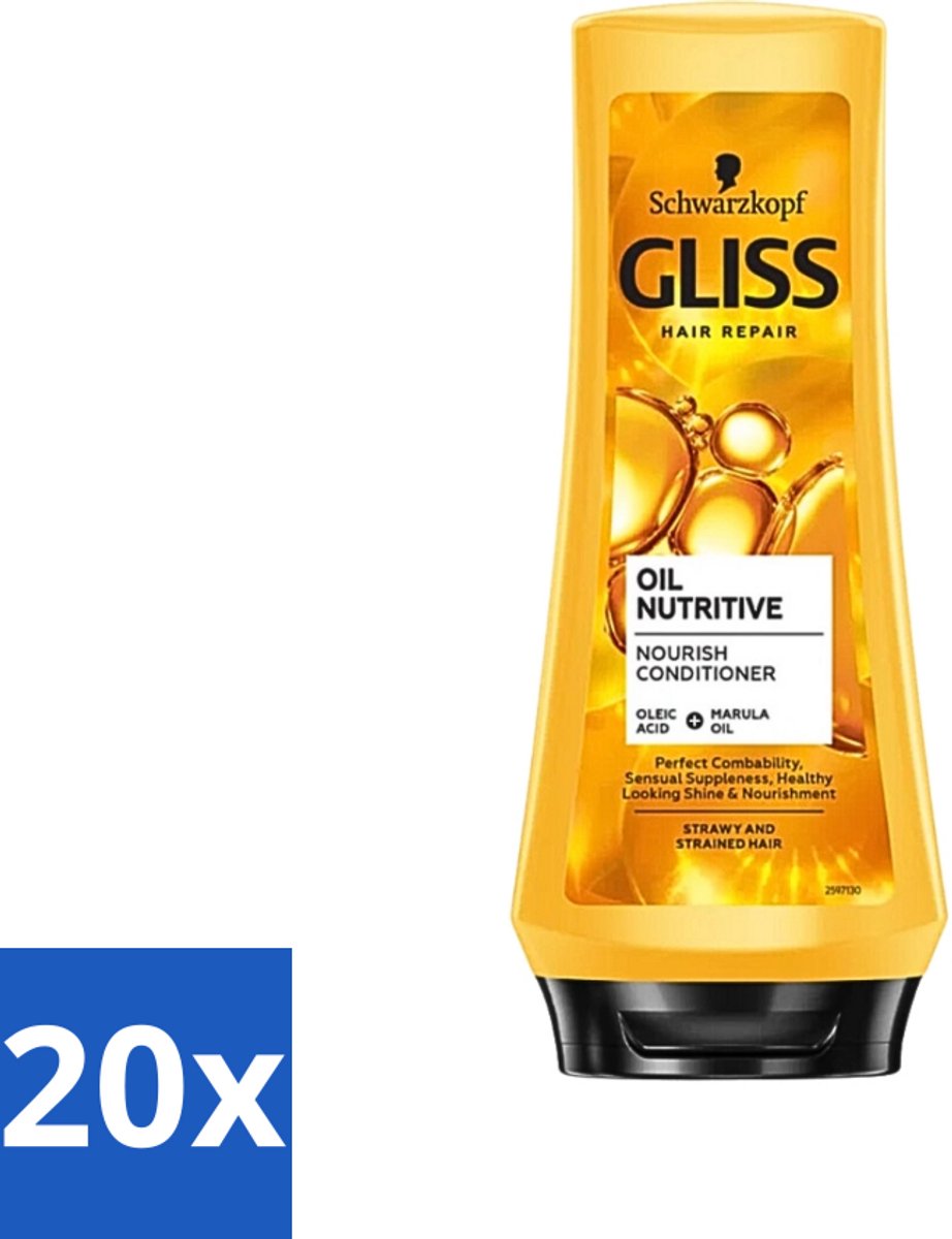 20 x Gliss - Hair Repair - Conditioner Oil Nutritive voor Intensieve Voeding - 200 ml - Haarverzorging - Droog Haar - Voedend Haar - Haarherstel - Haarverzorging Voor Lang Haar