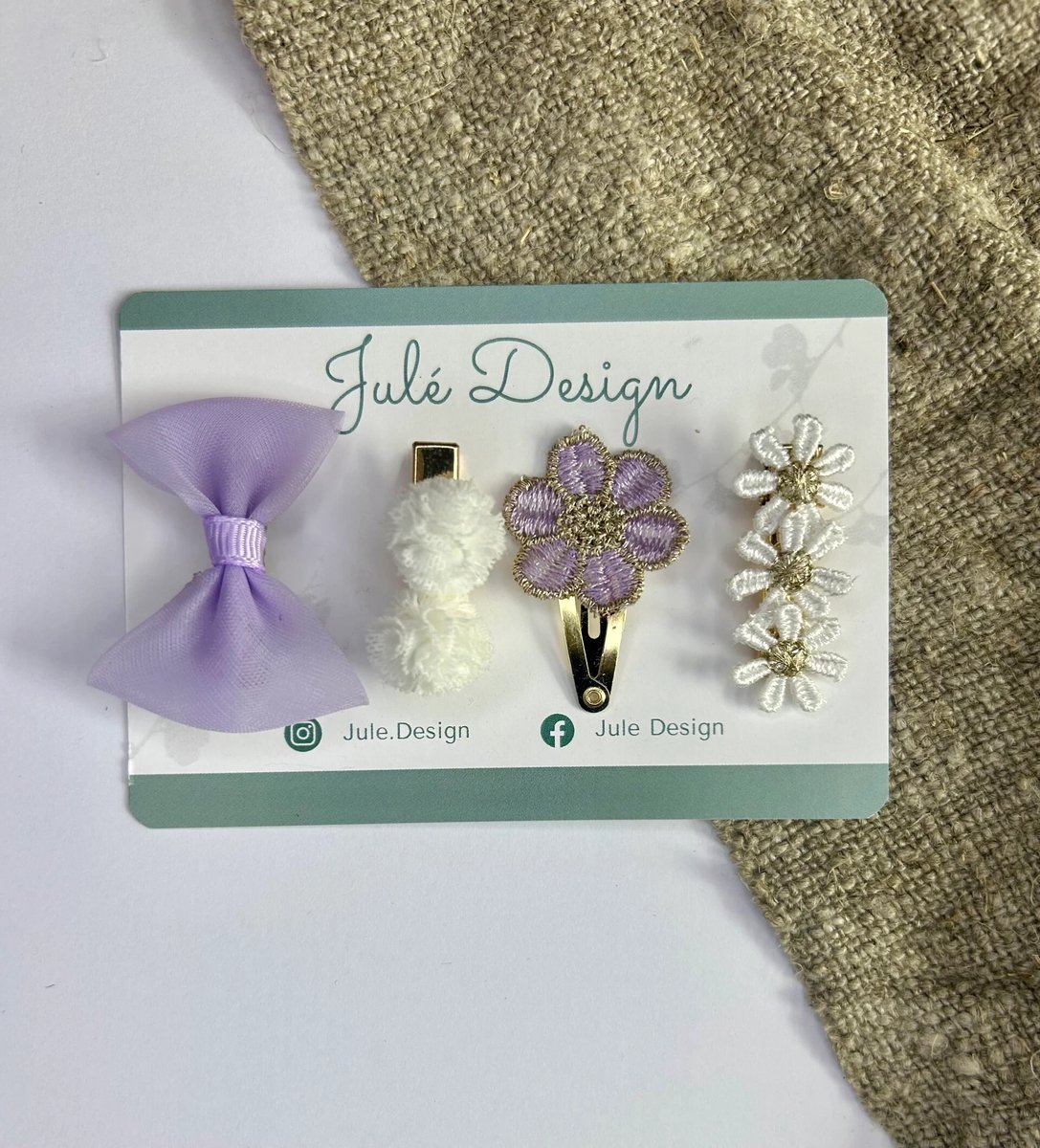 Julé Design haarspeldjes Floor paars / wit