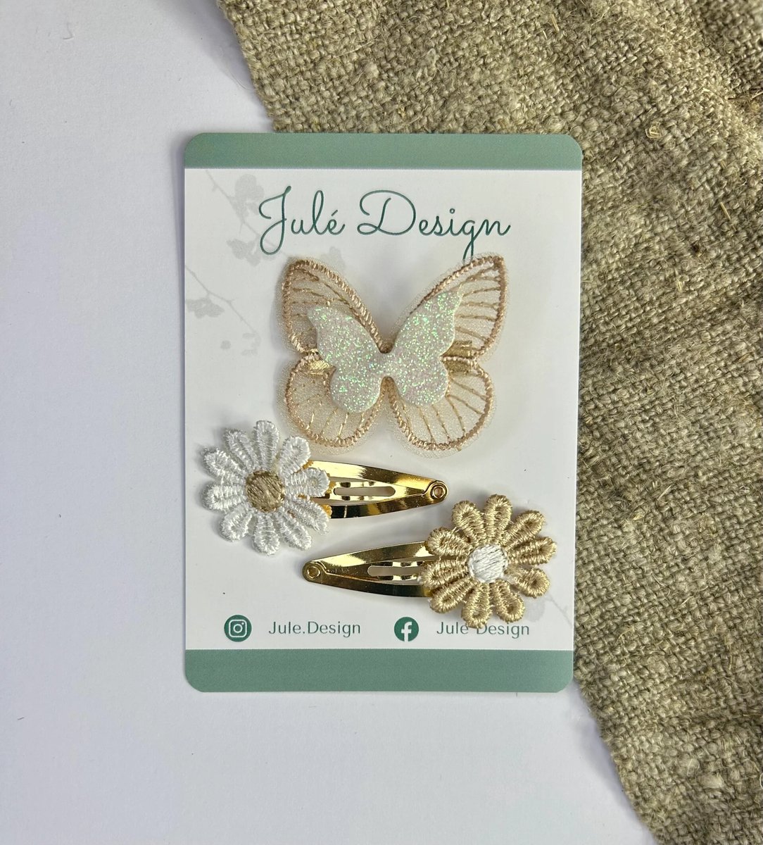Julé Design haarspeldjes Kiki beige / wit