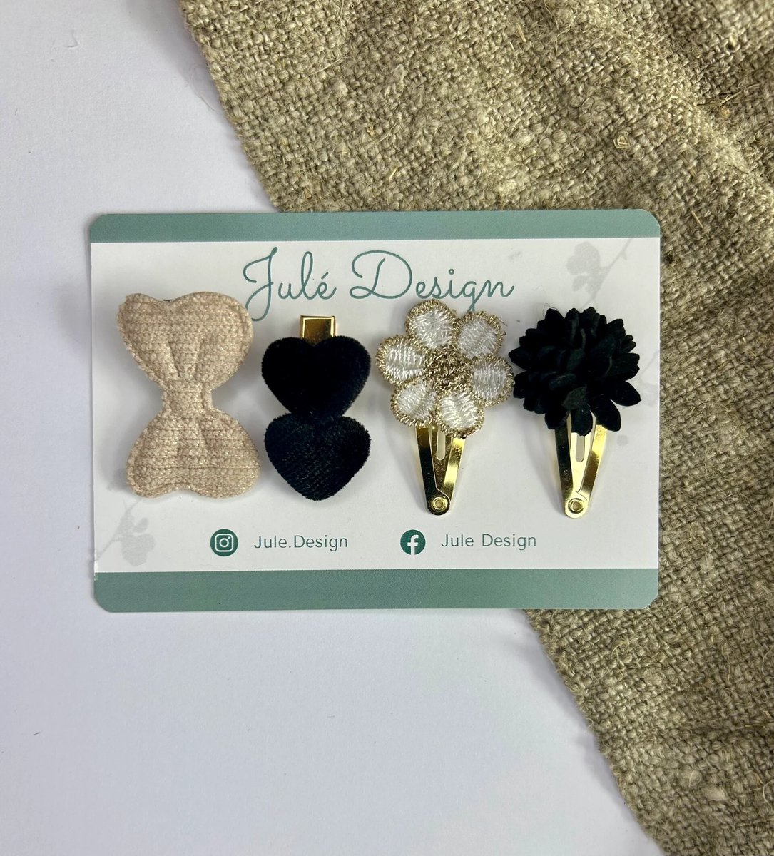 Julé Design haarspeldjes Fien zwart / beige / wit