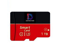 MicroSD 1TB - MicroSDXC - Hoge snelheid 75 MB/s - Class 10 - U3 geheugenkaart - Inclusief SD adapter - Niet geschikt voor de meeste Samsung-modellen; kies voor 512 GB