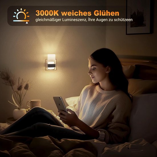 Dimbaar Nachtlampje met Automatische Sensor voor Kinderen en Volwassenen, Warmwit Licht, 0-100 Lumen, Perfect voor Kinderkamer en Hal — afbeelding 5
