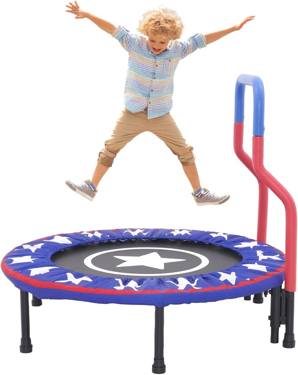 Mini Opvouwbare Fitness Trampoline 36" voor Kinderen met Veilige Leuning - Ideaal voor Binnen en Buiten Spel en Oefening