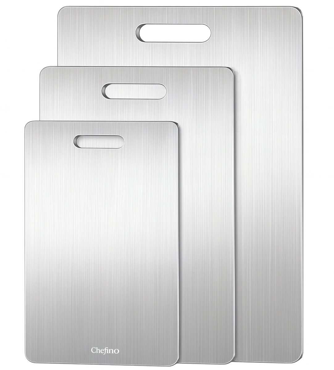 Chefino Titanium Snijplanken Set 3-delig – Antibacterieel Titanium Snijplank – Krasvast, Microplasticvrij & Vaatwasserbestendig – Duurzame Snijplanken voor Groente, Vlees & Vis