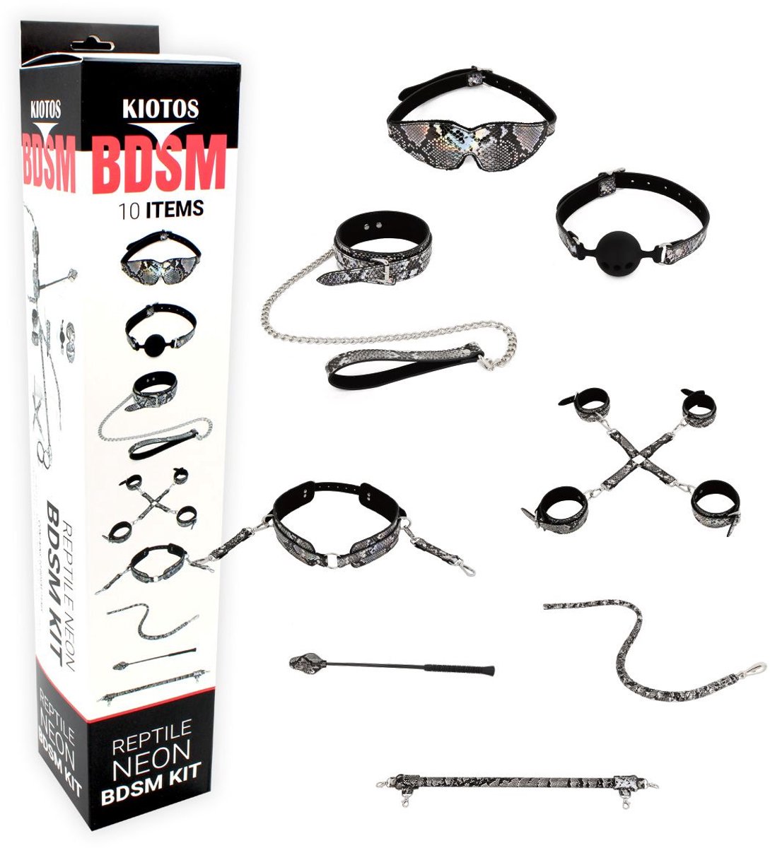 Kiotos - BDSM Set Met Slangenprint - Neon Zilver