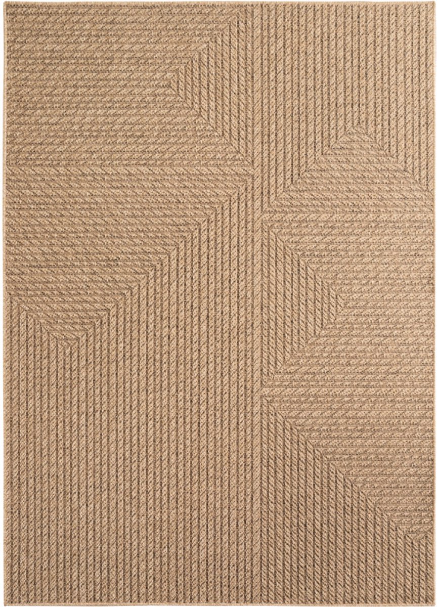 Timber – Geweven Strepen Beige met Sisal-Look – Binnen & Buiten Vloerkleed – Laagpolig