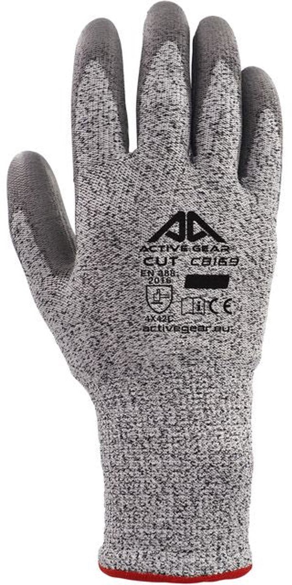 Handschoen ActiveGear snijbestendig grijs 9/L | 12 stuks