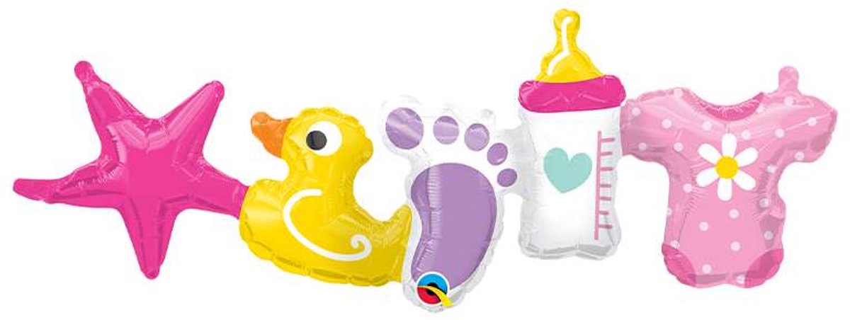 Qualatex - Folieballon Slinger baby roze - 104 cm