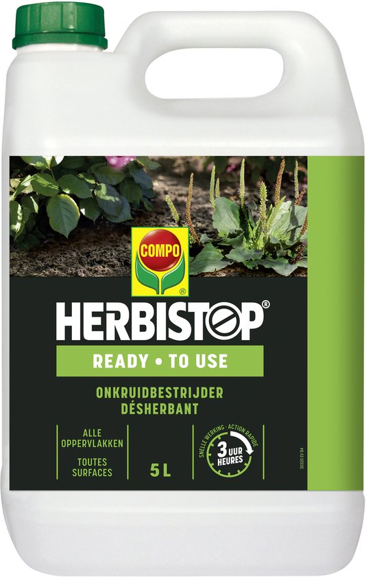 Herbistop Ready Alle Oppervlakken - gebruiksklare onkruid- en mosbestrijder - snelle werking - bidon 5 L (50 m²)