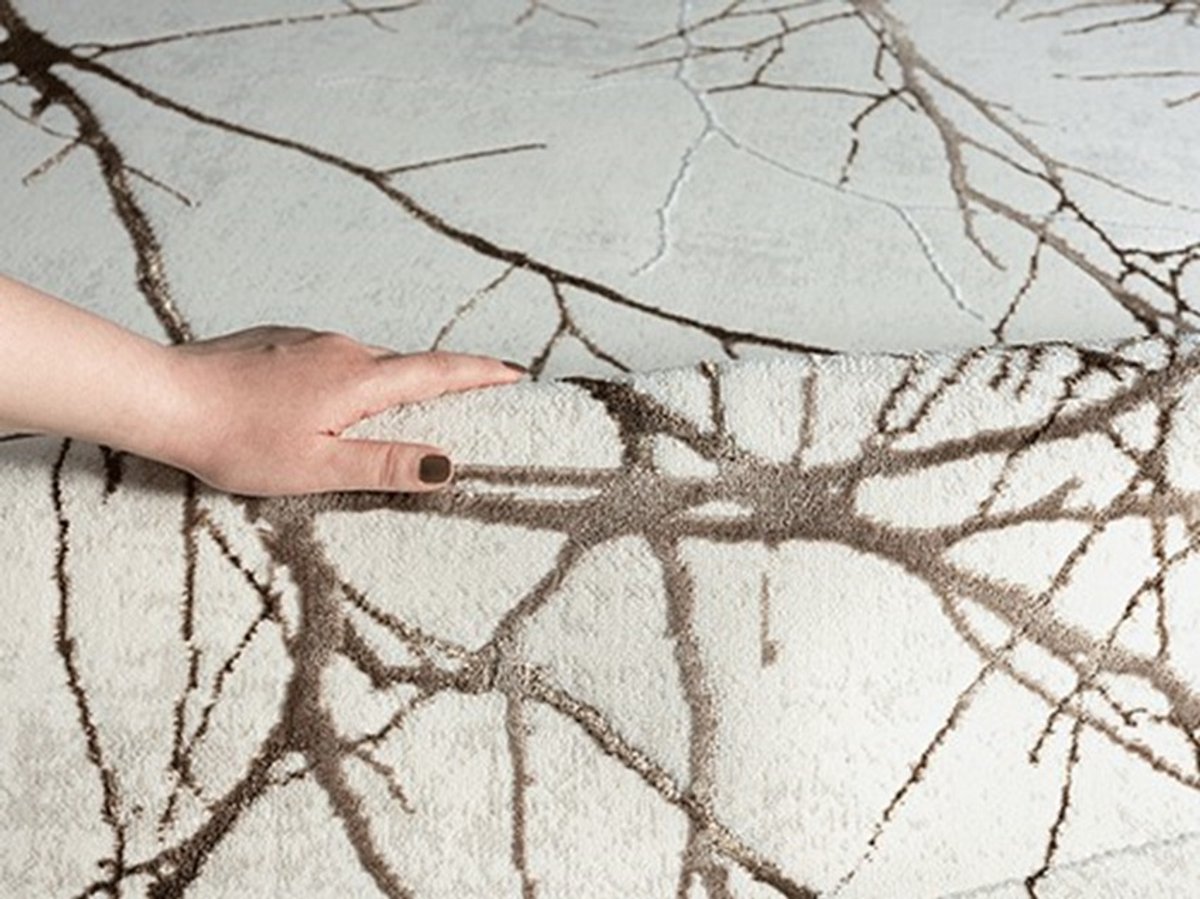 Karpet24 Modern Vloerkleed Creation - Laagpolig Tapijt met Elegant Takkenpatroon in Beige en Crème-80 x 150 cm