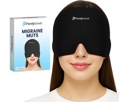 PurelyGoods® Migraine Masker 600 g - Hoofdpijn Muts - Coldpack - Icepack - Met Diepvrieszak - Zwart