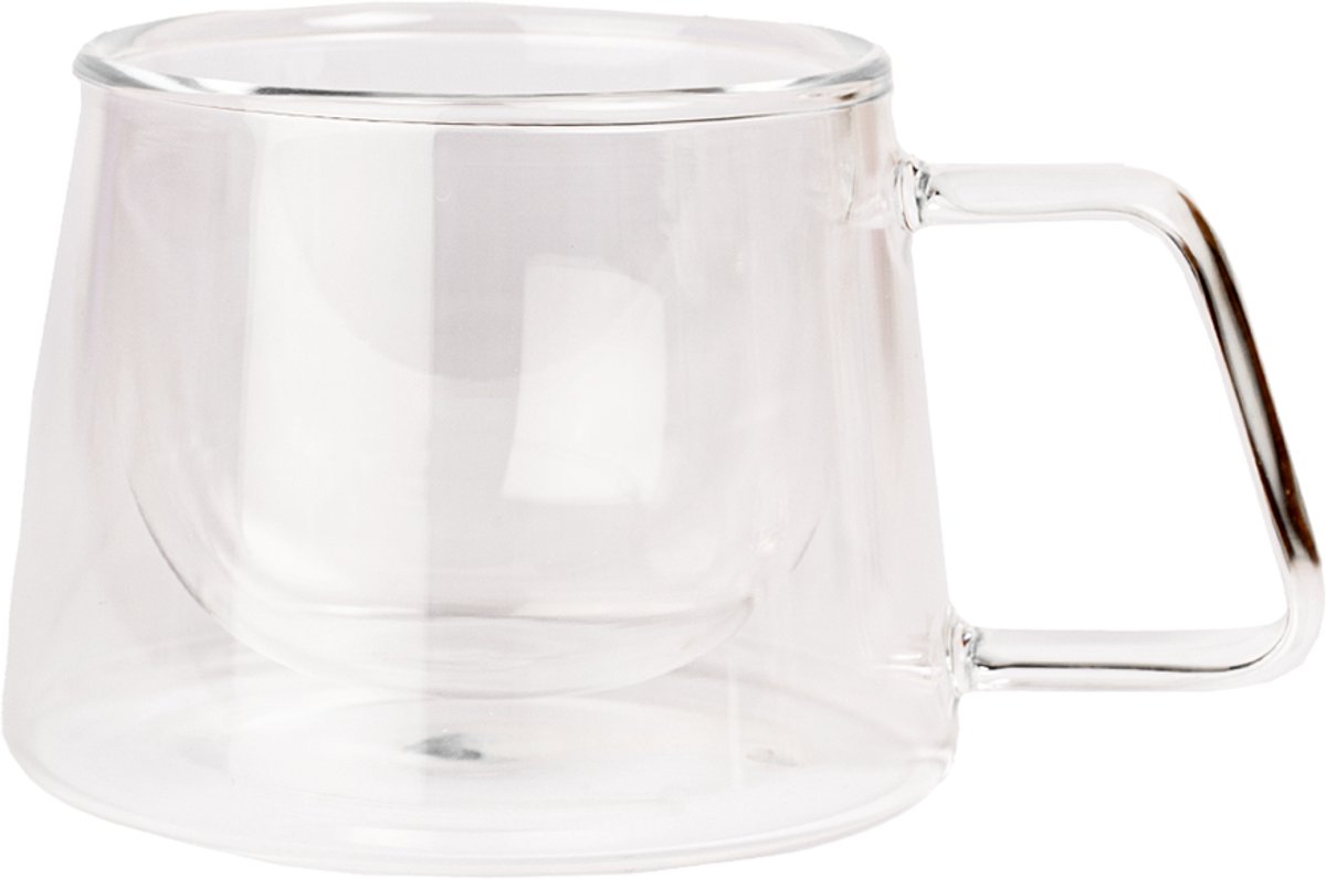 Double-wall cappuccino glass with a handle CHiATO, 210 ml