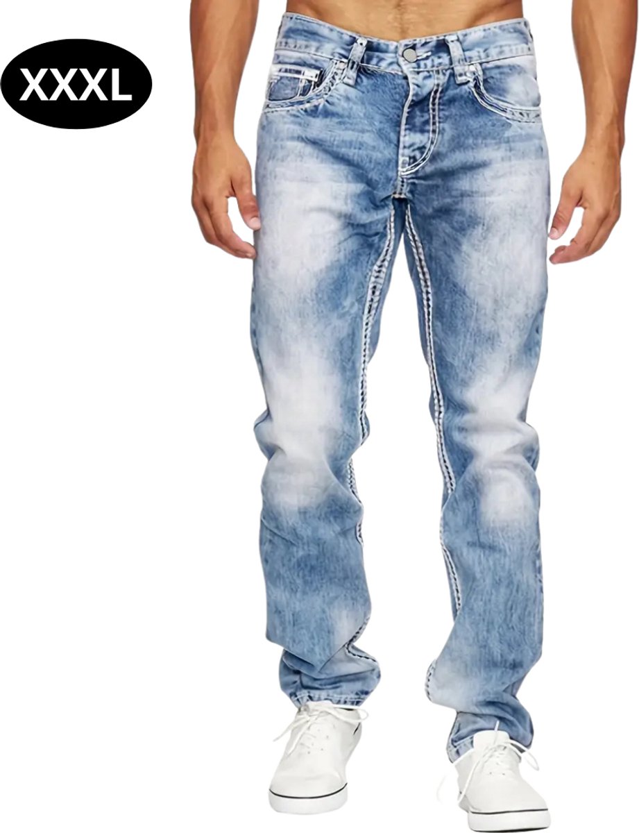 Nivard Lange Broek Heren Spijkerbroek Broeken Spijker Pants Jeans Trouser Stretch Straight Leg – Licht Blauw