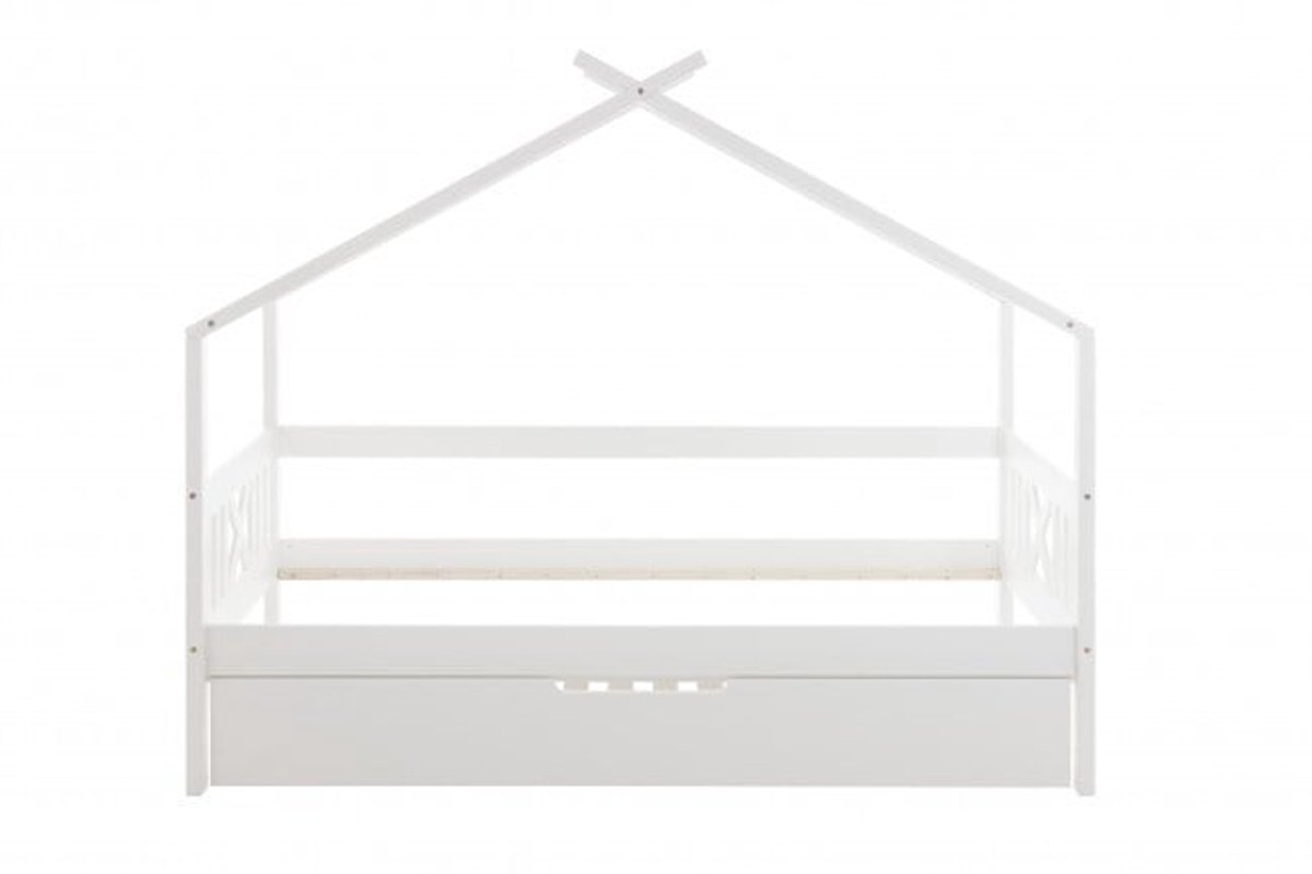 Viking Choice Huisbed 90x200 cm met Logeerbed - Wit Houten Kinderbed