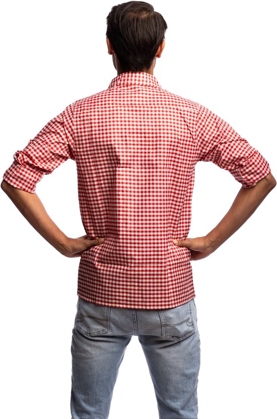 Samex® Oktoberfest Homme - Chemisier - Boutons Oktoberfest - Chemise tyrolienne - Lederhosen Homme - Rouge - Wit - Taille M