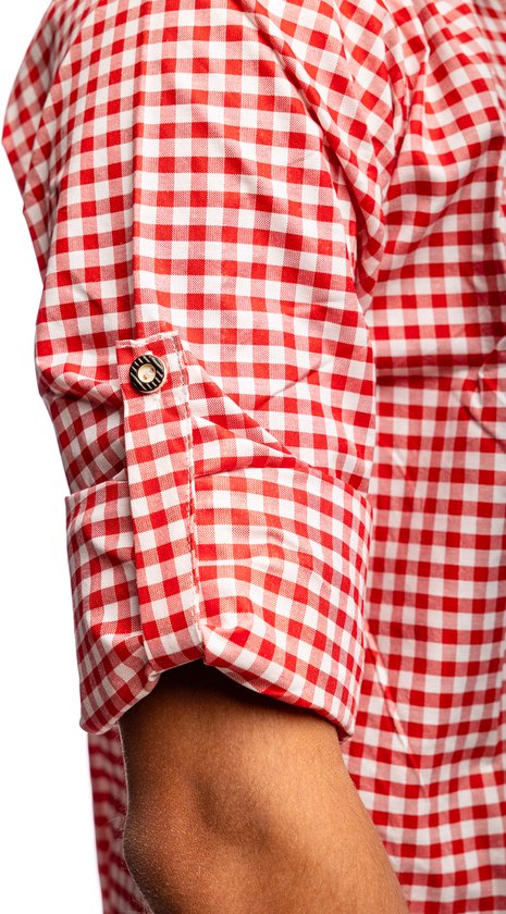 Samex® Oktoberfest Homme - Chemisier - Boutons Oktoberfest - Chemise tyrolienne - Lederhosen Homme - Rouge - Wit - Taille M
