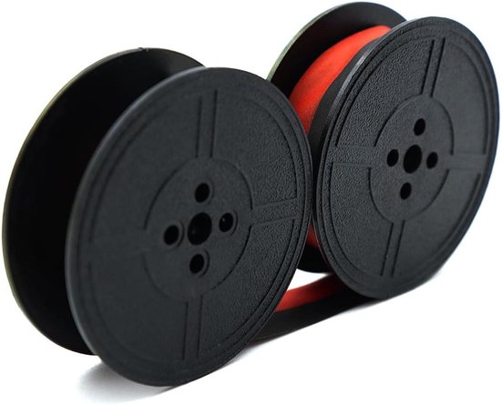Allecto plus - Ruban pour machine à écrire mécanique avec double bobine - 2 rouleaux - Convient pour Brother, ROVER et Olympia - Zwart rouge - Rechargeable