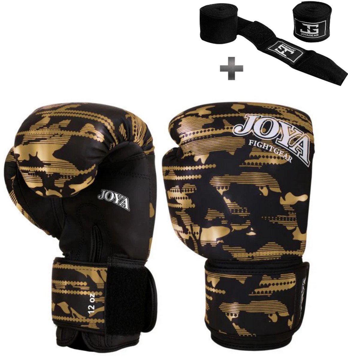 Joyagear Kickbokshandschoenen Camo V2 – Goud – PU Leer – 4 oz – Voor Kinderen & Volwassenen – Boksen & Kickboksen - Inclusief Bandage
