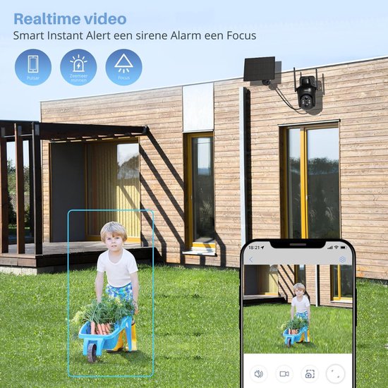 VIN® Camerabewaking Draadloos - Beveiligingscamera voor buiten Op zonne-energie - Camerabewaking - Dubbele Draadloze beveiligingscamera - Buiten Camera met nachtzicht - Bewakingscamera voor buiten - 2 Pack - Zwart van vin — afbeelding 3