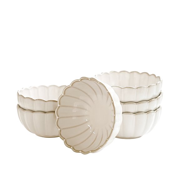 Almina Bloomy Lot de 6 bols à trempette – Porcelaine – Pour Snacks, sauces et Tapas – Design floral – Ø 9 cm