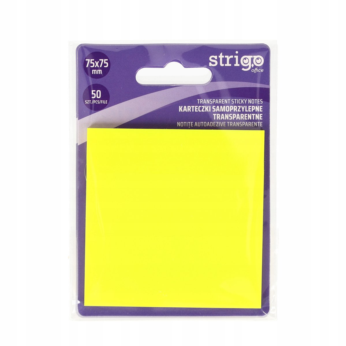 Strigo Transparante Notitieblaadjes 75x75mm Neon Geel 50 Vel