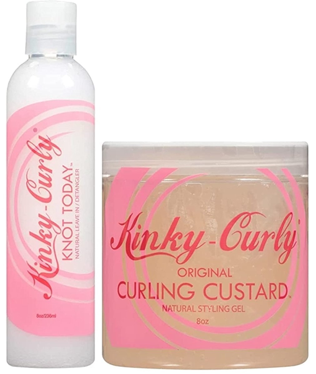 SALE! Kinky Curly Knot Today Leave-In Detangler 8oz & Kinky Curly Curling Custard 8oz Set.