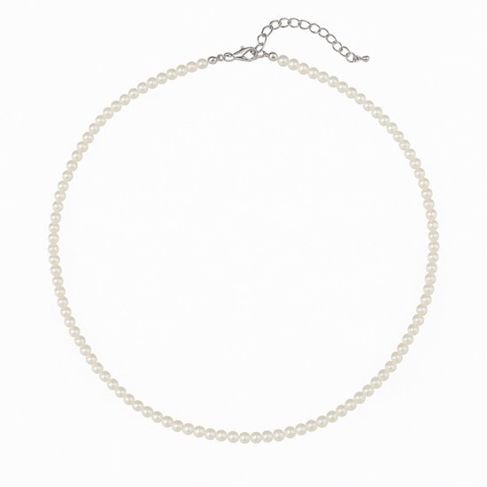 Collier unisexe en perles d'imitation – Acier inoxydable argenté | Longueurs et tailles Diverse - Le Salon de la Bijouterie - 5 mm - 40+5 -