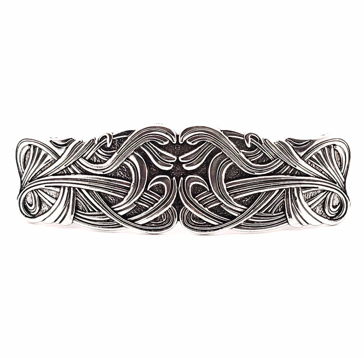 Haarspeld dames - antiek zilverkleurig - keltische knoop - vintage - viking stijl - rechthoekig - krullen - barrette clip - metaal