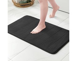 STAR&STER Memory Foam Toiletbadmat 45x45 cm – Zwart – Antislip, Waterabsorberend & Wasbaar – Badkamermat met U-Vormige Cut-Out