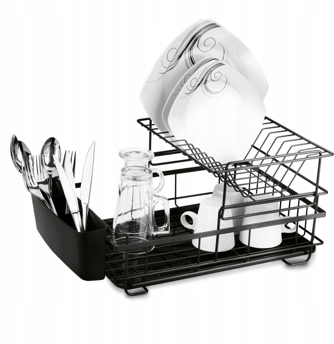 Tadar 2-laags Afdruiprek Keuken Organizer Zwart 43x29.5x23cm