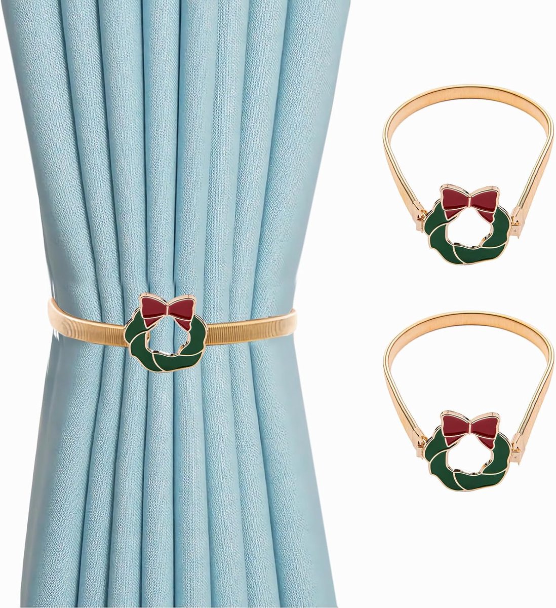 Gordijnhouder -Gordijnbinder Touw - Kerstversiering decoratie binnen- Kerstgordijnbinders - 2 stuks - Creatief ontwerp zonder ponsen - Gordijngespen zijn verstelbaar en eenvoudig - Achterkanten voor gordijnen Kerstdecoratie -Boog