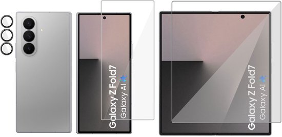 Protection d'écran TechNow Film + Protection d'écran pour appareil photo compatible avec Samsung Galaxy Z Fold 7 - Glas trempé - Rounded - Proteqt+