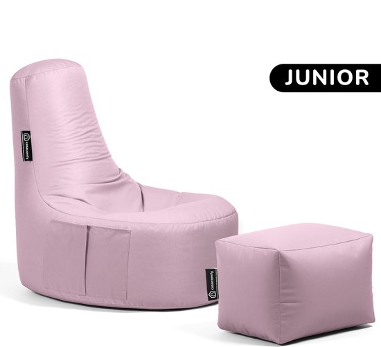 Casacomfy – Gamer Junior – Zitzak – Lichtroze + Voetbankje – Waterbestendig