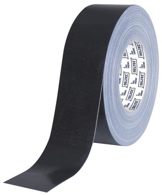 Rol zwarte Deltec Straaltape M80 met 50mm breedte en het Deltec-logo op de kern.