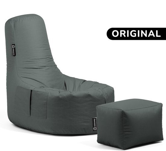 Casacomfy – Gamer Original – Zitzak met Voetenbankje – Antraciet – Waterbestendig