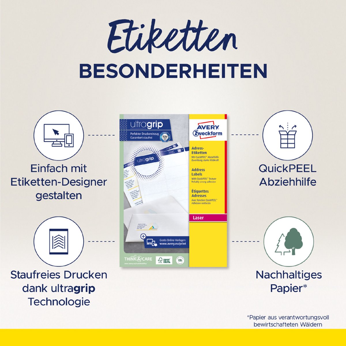 AVERY QuickPEEL etiketten, 63,5 x 33,9 mm, permanent, 100 vel A4