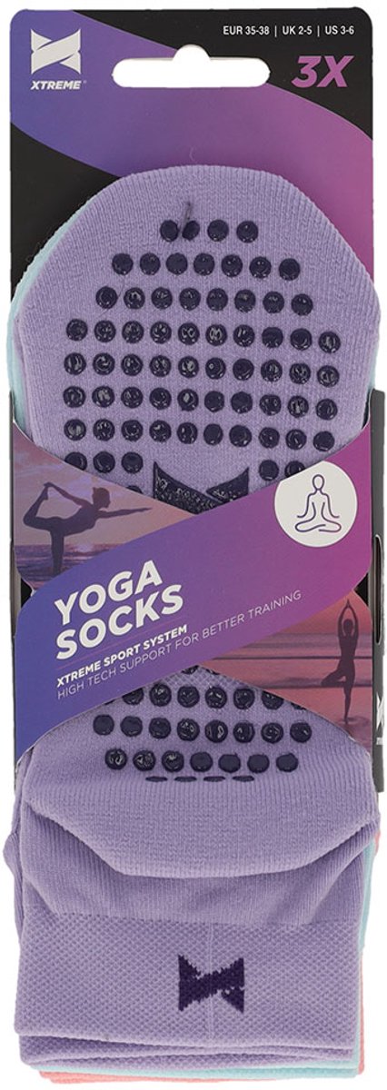 Apollo - YOGA Sokken 3-pack - Pastel - MT35/38 van Merkloos — afbeelding 5