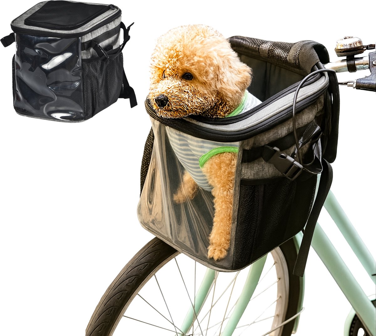 HiPet® Fietstas Katten & Honden / Transporttas Voor Huisdieren Multifunctionele Reisrugzak Voor Huisdieren tot 5 kg - Grijs