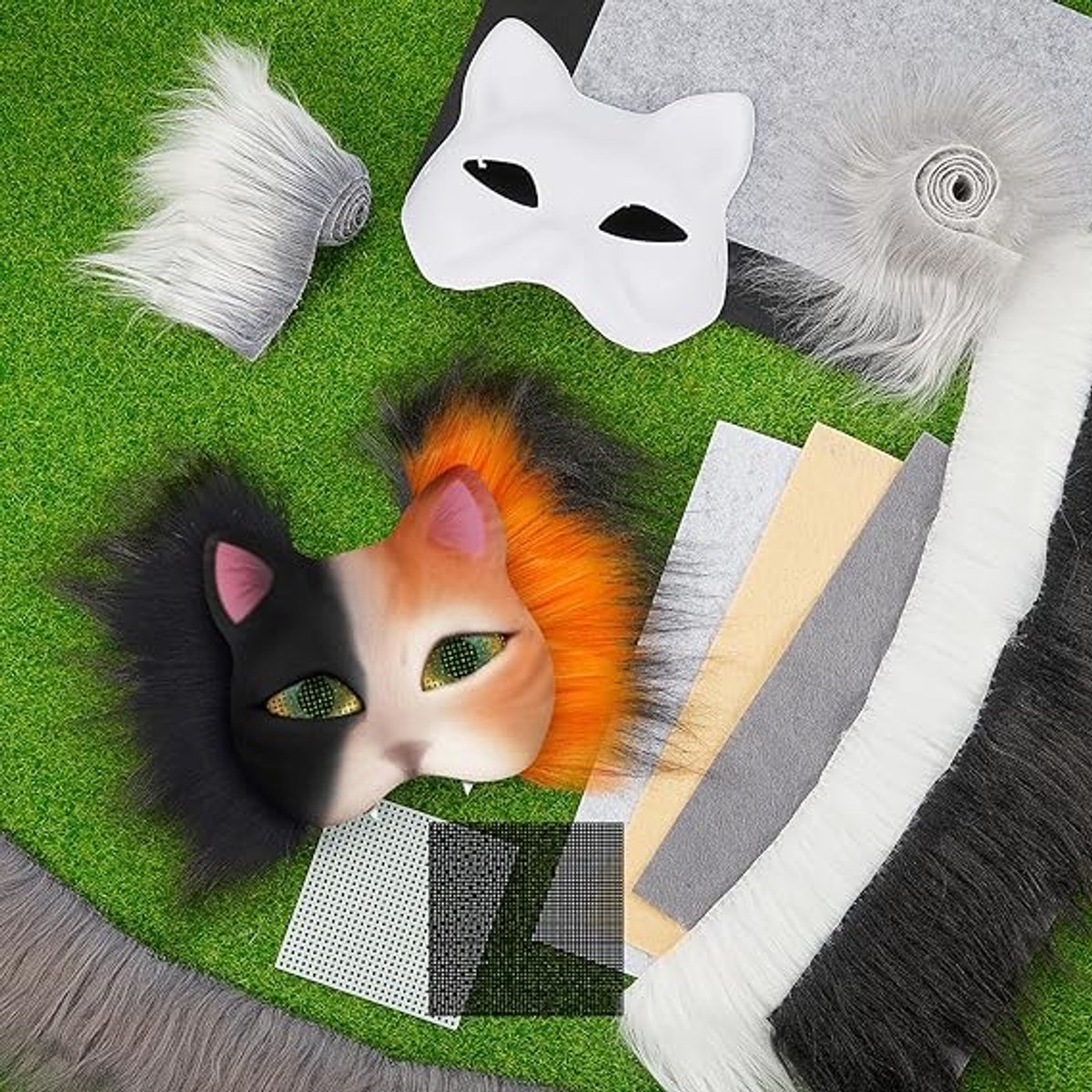 CUVZORA Therian Mask Doe Het Zelf Set, 6 Blanke Kattenmaskers Om Te Beschilderen Met Furry Materialen Voor Creatieve Projecten Knutselen Van Dierenmaskers Cosplay Kinderen En Fans 2366684021