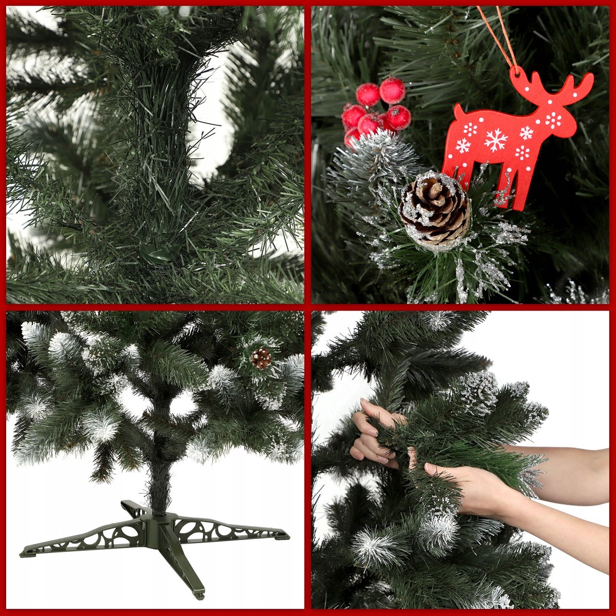 Kadax Kunstkerstboom, 220 Cm, Met Rijp En Dennenappe Groene Dennenboom Met 521 Takken Diameter Van Ca 120 Cm Dennenboom Van Pvc Met Kunststof Standaard Rendier 220 Cm 1084093476