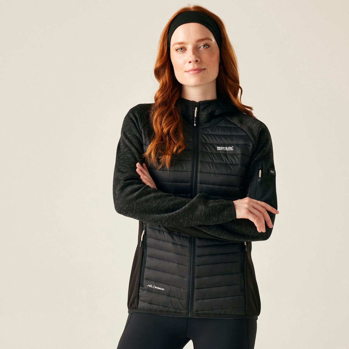 Newhill waterafstotende hybride donsjas met capuchon voor dames Zwart