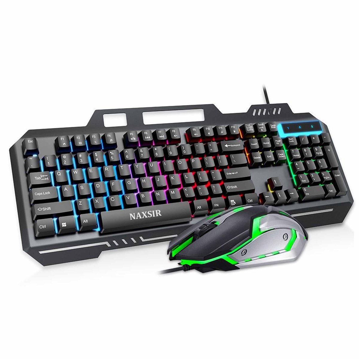 NAXSIR Bedraad Toetsenbord en Muis - RGB backlight - High - DPI Maus - Metallisch