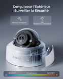 Dome beveiligingscamera met details over IK10 en IP67. Temperatuurbereik.