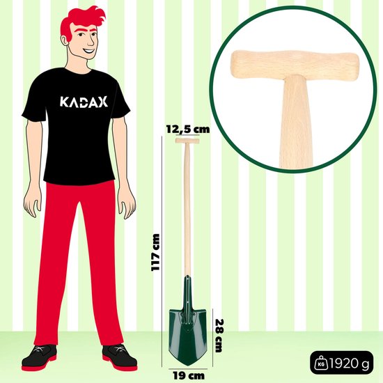 KADAX Spade, tuinspade om te graven, tuinschep met houten steel, schep, grafschep, grafschep voor tuin, harde, steenachtige bodems, plantenspaden, tuinspade van metaal (punt, T-greep) van Merkloos	 — afbeelding 5