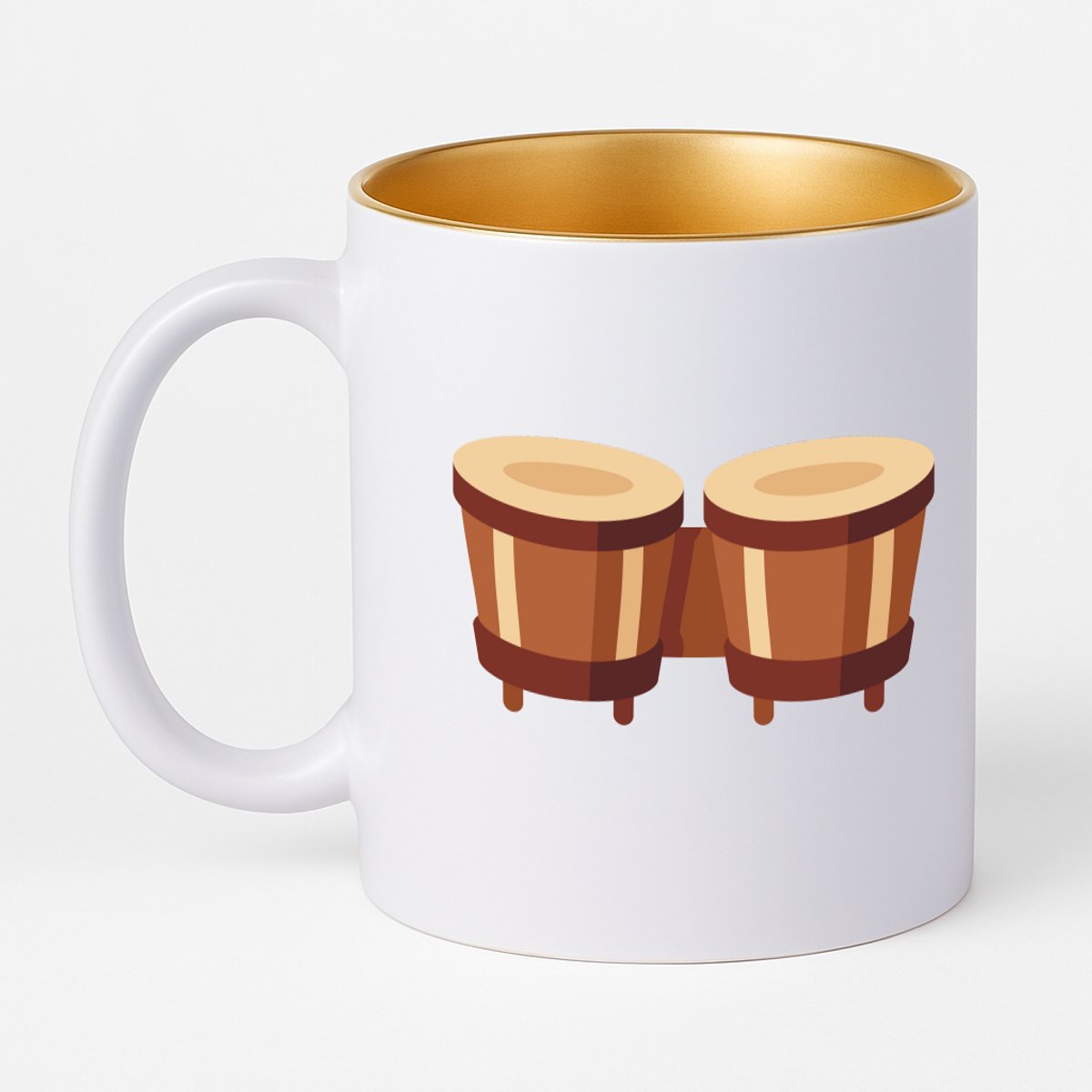 Hacebo® - Drumset koffiebeker met goud kleurige binnenkant - Drum - Dieren liefhebbers - thee mok - koffie beker - trommel - muziek - muzikant - slaginstrument - koffiemok - 330 ML