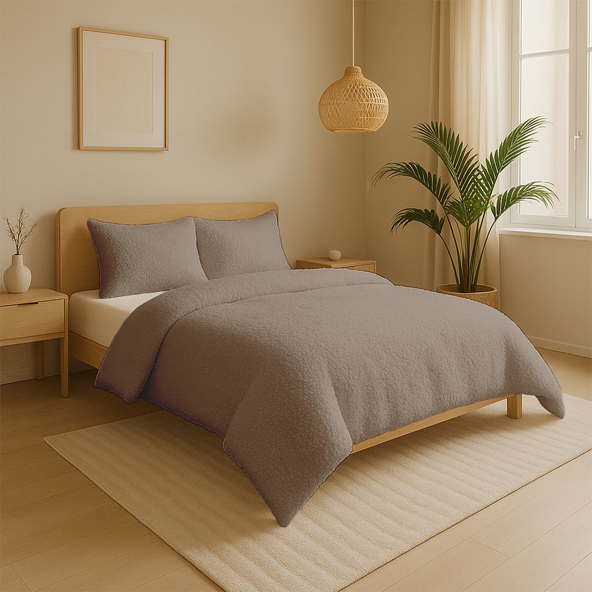 Zydante Dekbedovertrek Set 200x220 cm - Teddy - met 2 Kussenslopen - Cashew