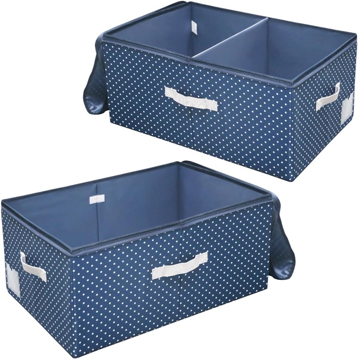 Opvouwbare opbergcontainers met ritssluiting en scheidingswand - 2 stuks - 60L - marineblauw