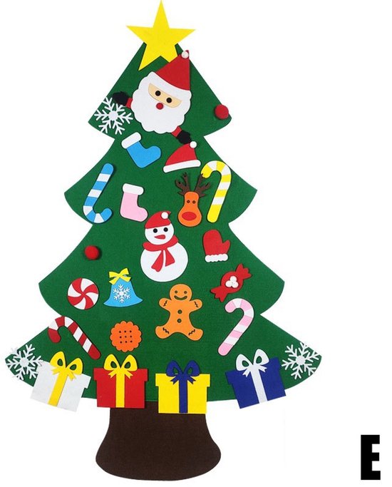 DIY Kerstboomset van vilt met ornamenten voor kinderen, kerstcadeaus, nieuwjaarsdecoraties voor aan de deur (type E)
